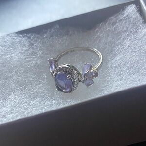 Silver and Purple Gemstone Ring
